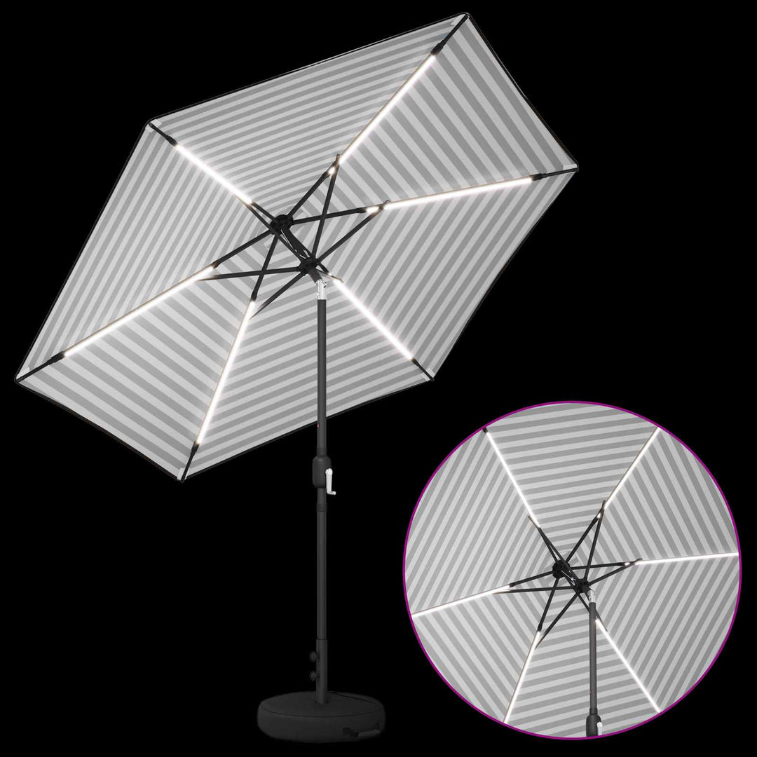 Haveparasol med LED lys og fod 270 x 270 cm Polyester