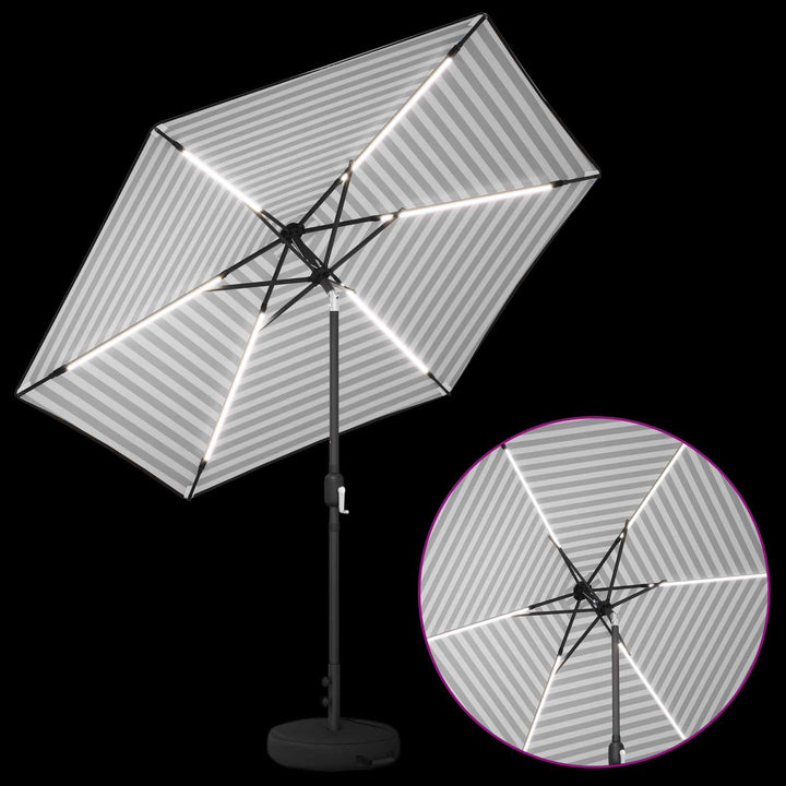Haveparasol med LED lys og fod 270 x 270 cm Polyester