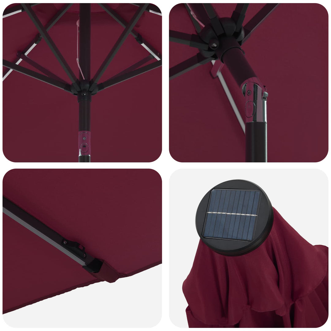 Haveparasol med LED lys og fod 300 x 300 cm Polyester