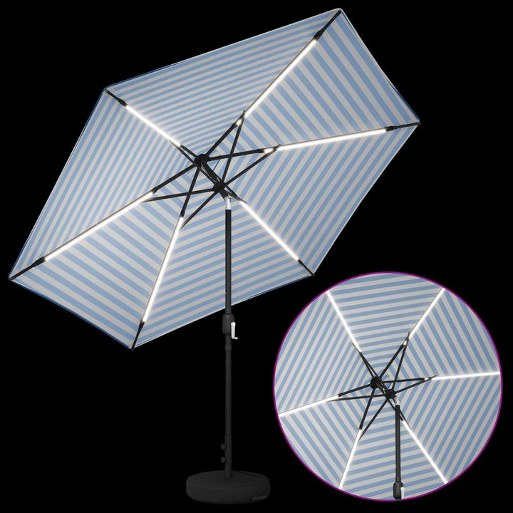 Haveparasol med LED lys og fod 300 x 300 cm Polyester