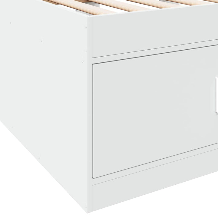 Sengestel med opbevaring Hvid 80 x 200 cm Konstrueret træ