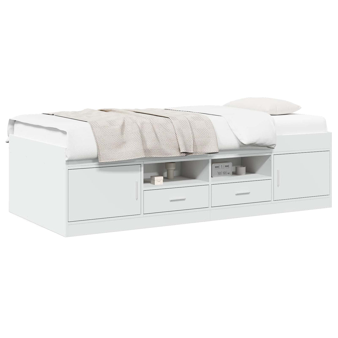 Sengestel med opbevaring Hvid 80 x 200 cm Konstrueret træ