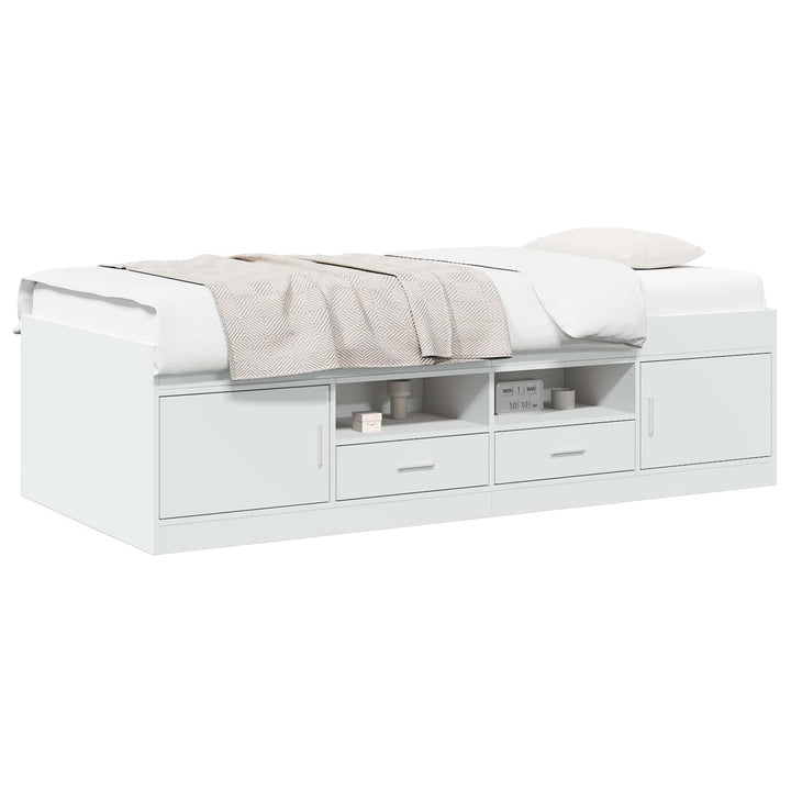Sengestel med opbevaring Hvid 80 x 200 cm Konstrueret træ