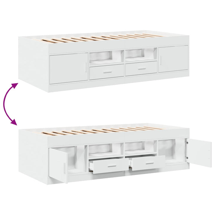 Sengestel med opbevaring Hvid 80 x 200 cm Konstrueret træ
