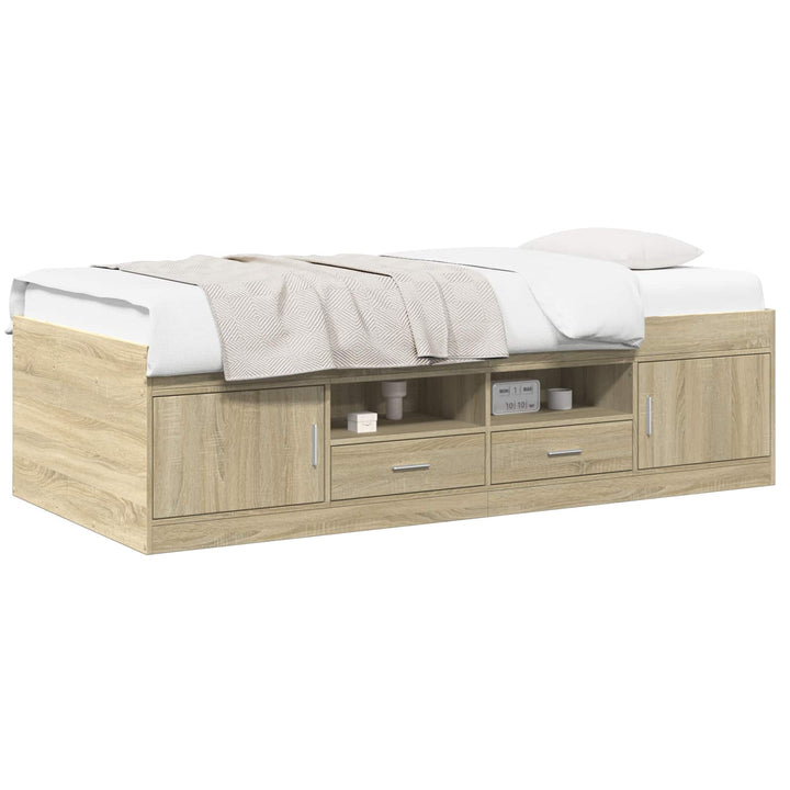 Sengestel med opbevaring Sonoma-eg 80 x 200 cm Konstrueret træ