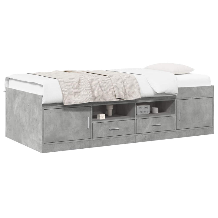 Sengestel med opbevaring Betongrå 80 x 200 cm Konstrueret træ