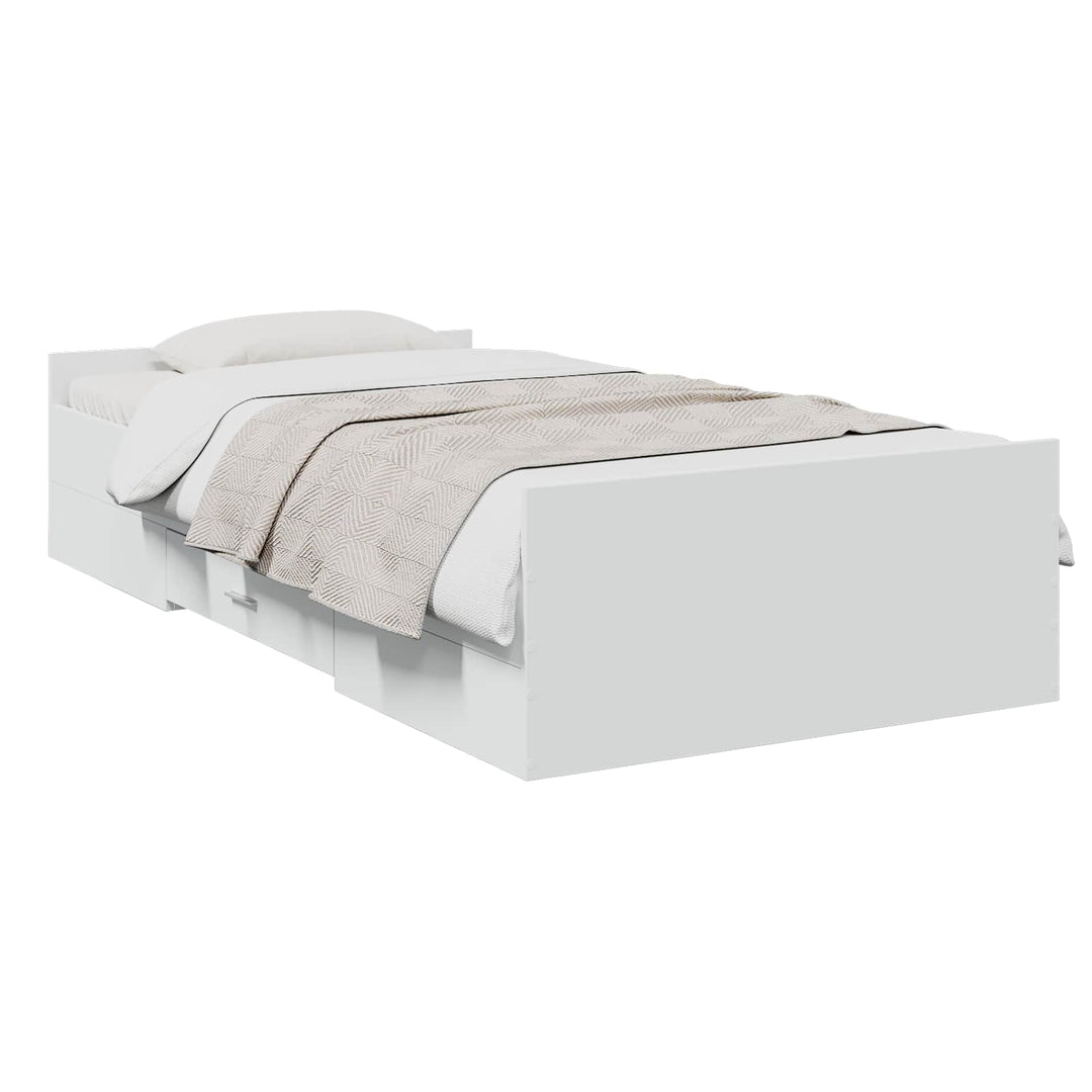 Sengestel med opbevaring Hvid 80 x 200 cm Konstrueret træ