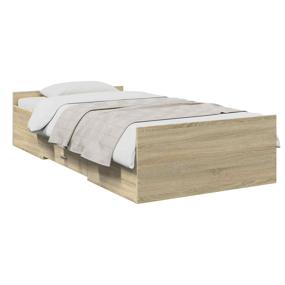 Sengestel med opbevaring Sonoma-eg 80 x 200 cm Konstrueret træ