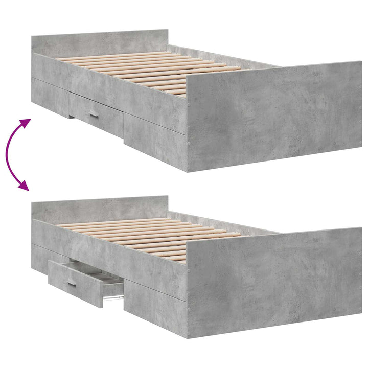 Sengestel med opbevaring Betongrå 80 x 200 cm Konstrueret træ