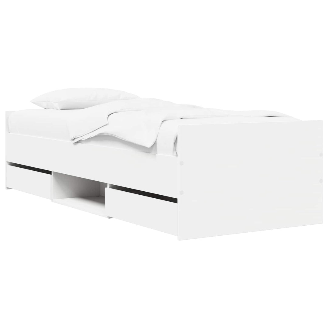 Sengestel med opbevaring Hvid 80 x 200 cm Konstrueret træ