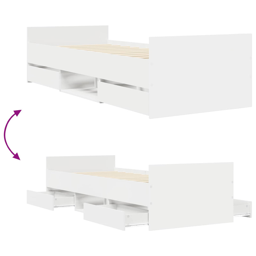 Sengestel med opbevaring Hvid 80 x 200 cm Konstrueret træ