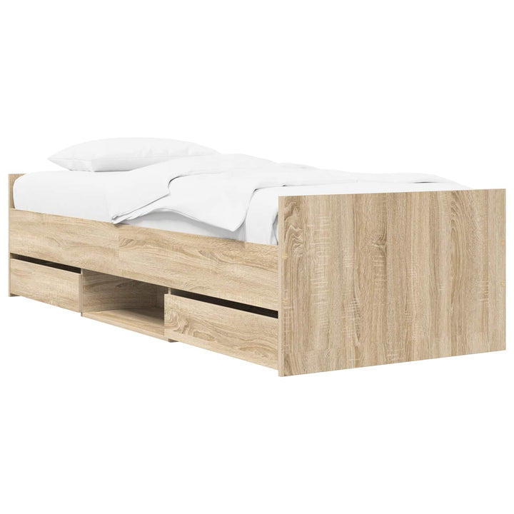 Sengestel med opbevaring Sonoma-eg 80 x 200 cm Konstrueret træ