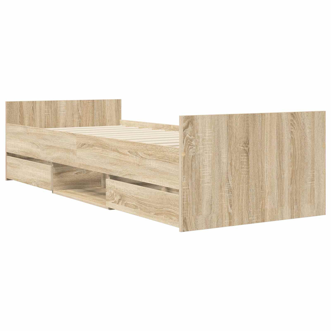 Sengestel med opbevaring Sonoma-eg 80 x 200 cm Konstrueret træ