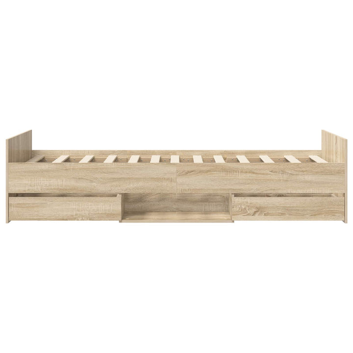 Sengestel med opbevaring Sonoma-eg 80 x 200 cm Konstrueret træ
