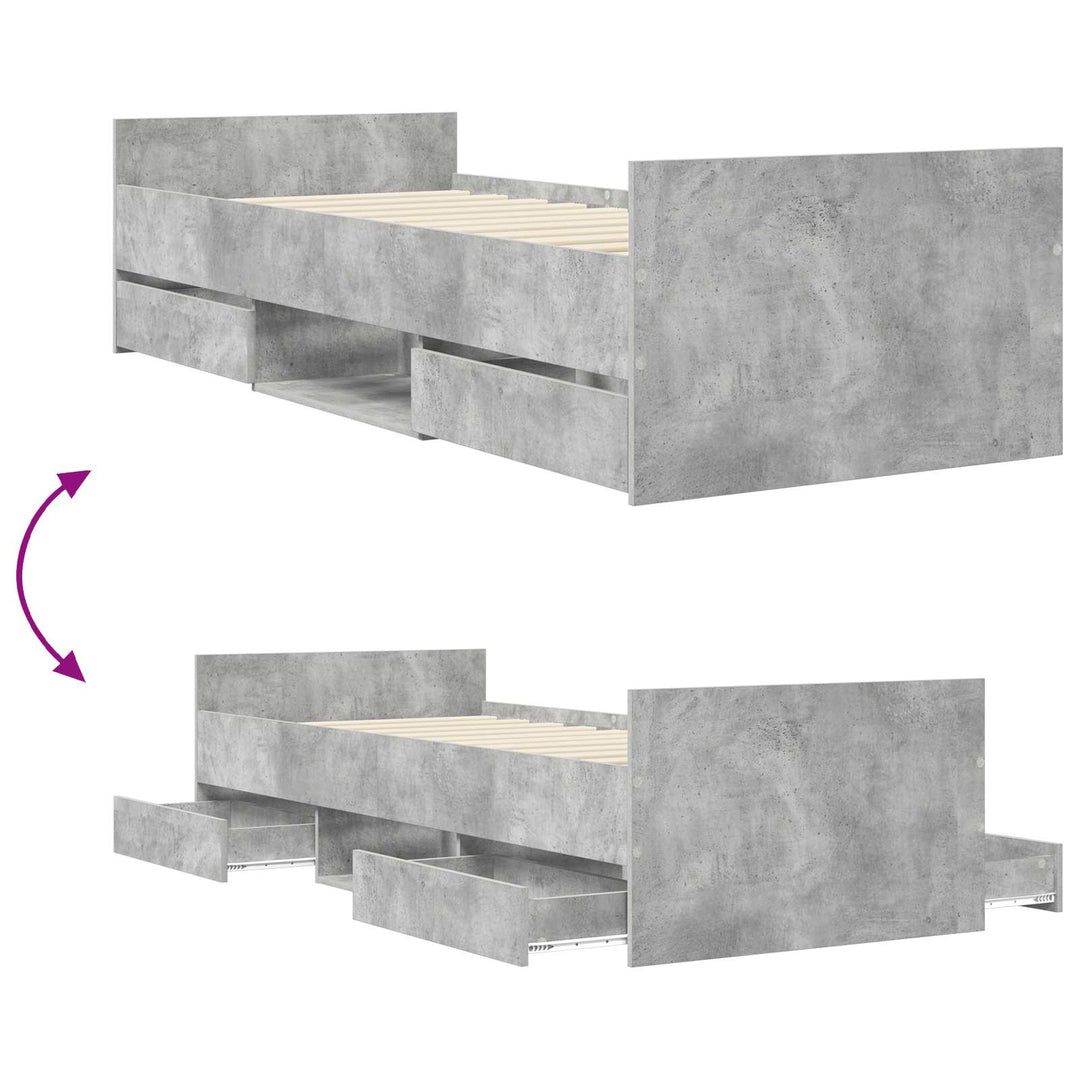 Sengestel med opbevaring Betongrå 80 x 200 cm Konstrueret træ