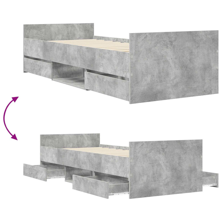 Sengestel med opbevaring Betongrå 80 x 200 cm Konstrueret træ