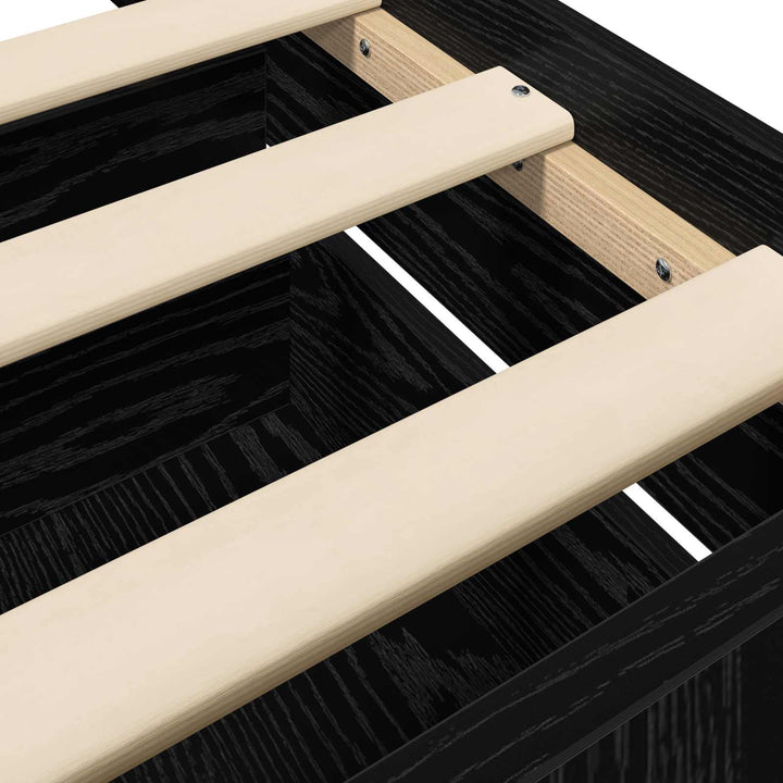 Sengestel med opbevaring Sort eg 80 x 200 cm Konstrueret træ