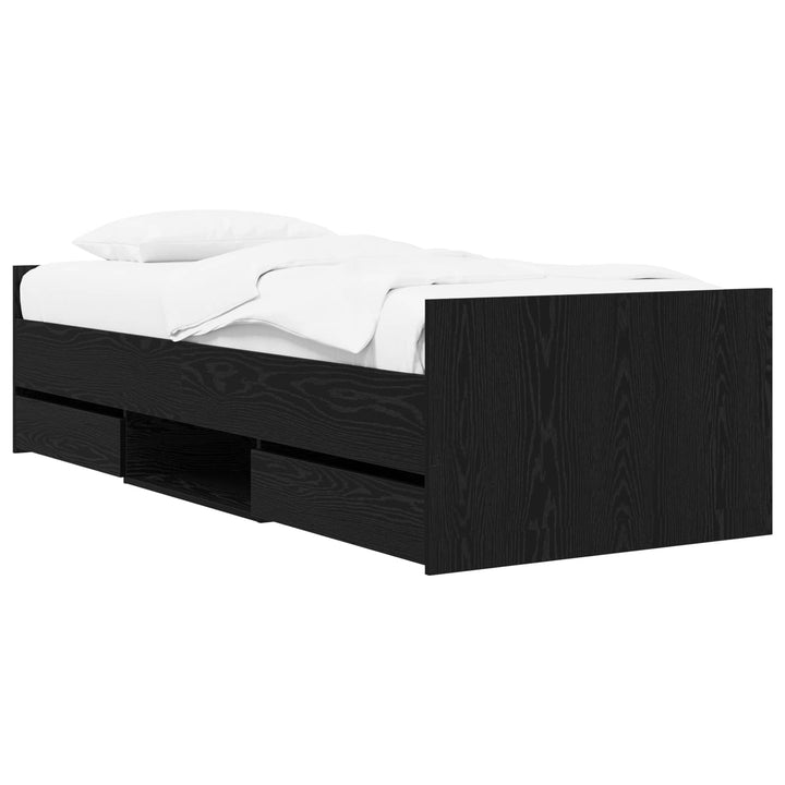 Sengestel med opbevaring Sort eg 80 x 200 cm Konstrueret træ
