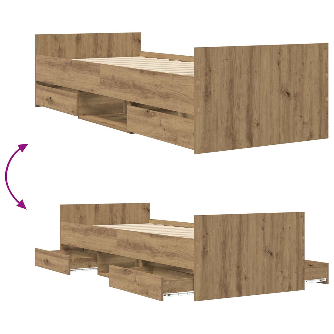 Sengestel med opbevaring Artisan-eg 80 x 200 cm Konstrueret træ