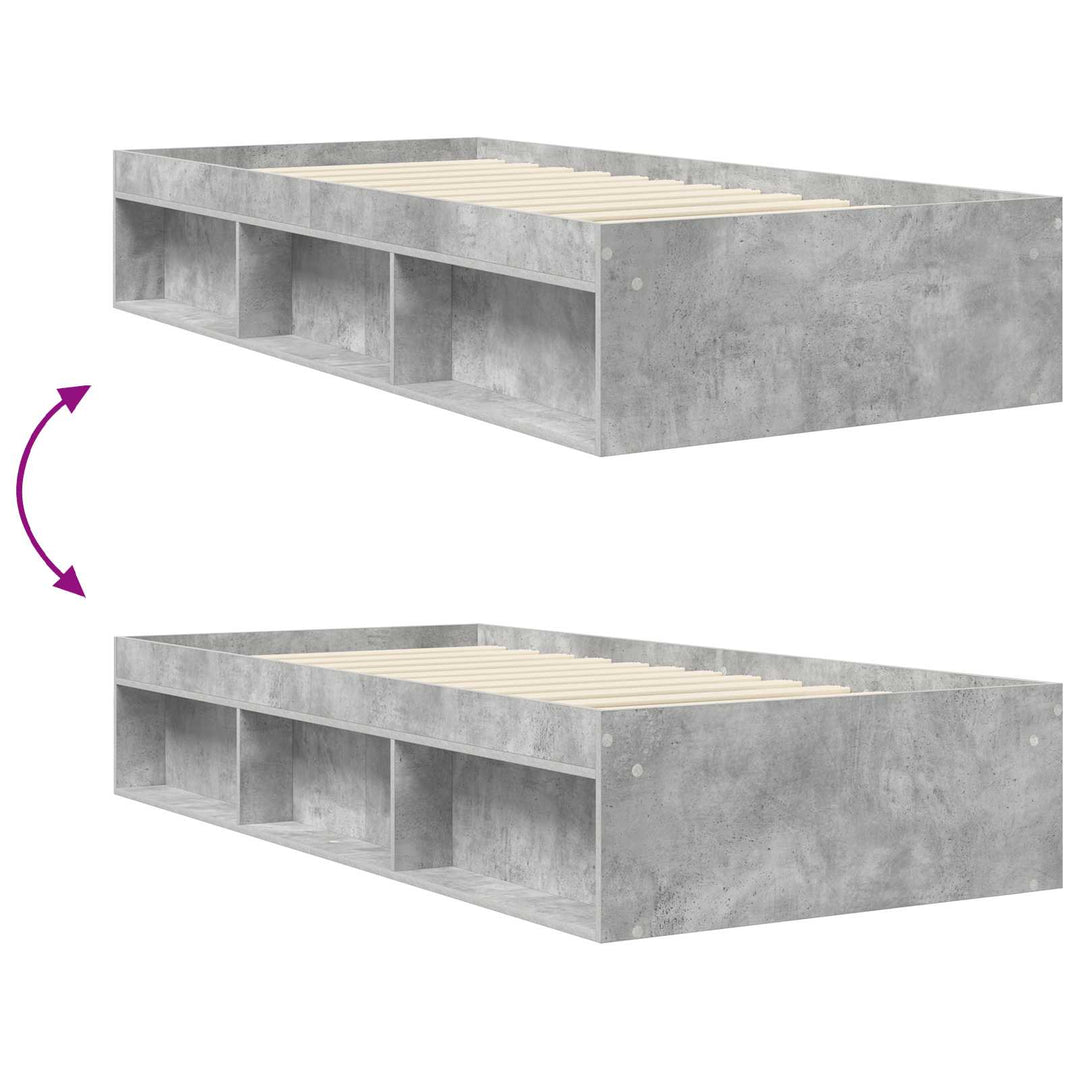 Sengestel med opbevaring Betongrå 80 x 200 cm Konstrueret træ