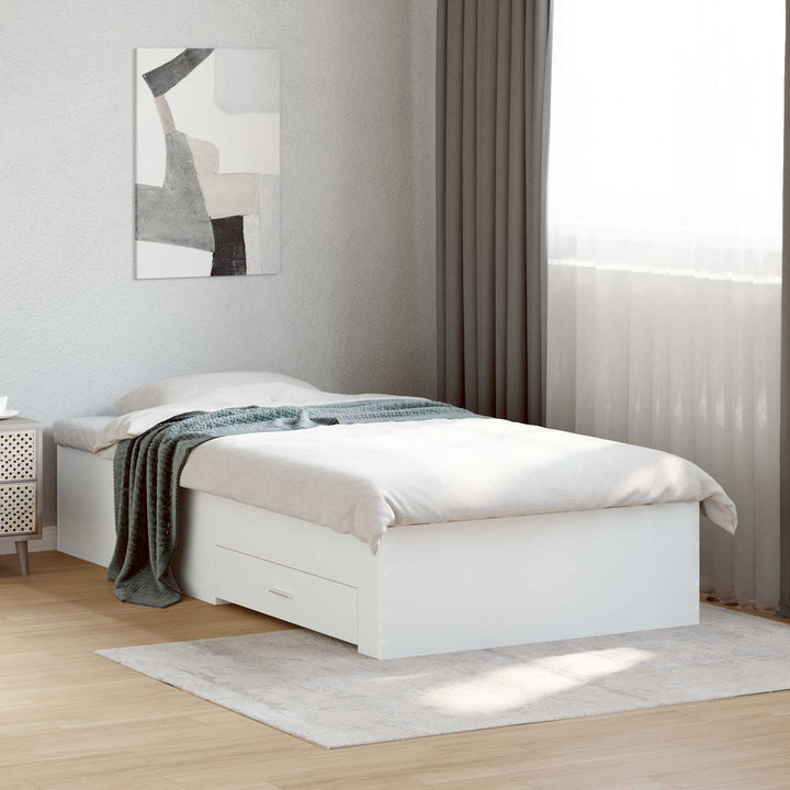 Sengestel med opbevaring Hvid 80 x 200 cm Konstrueret træ