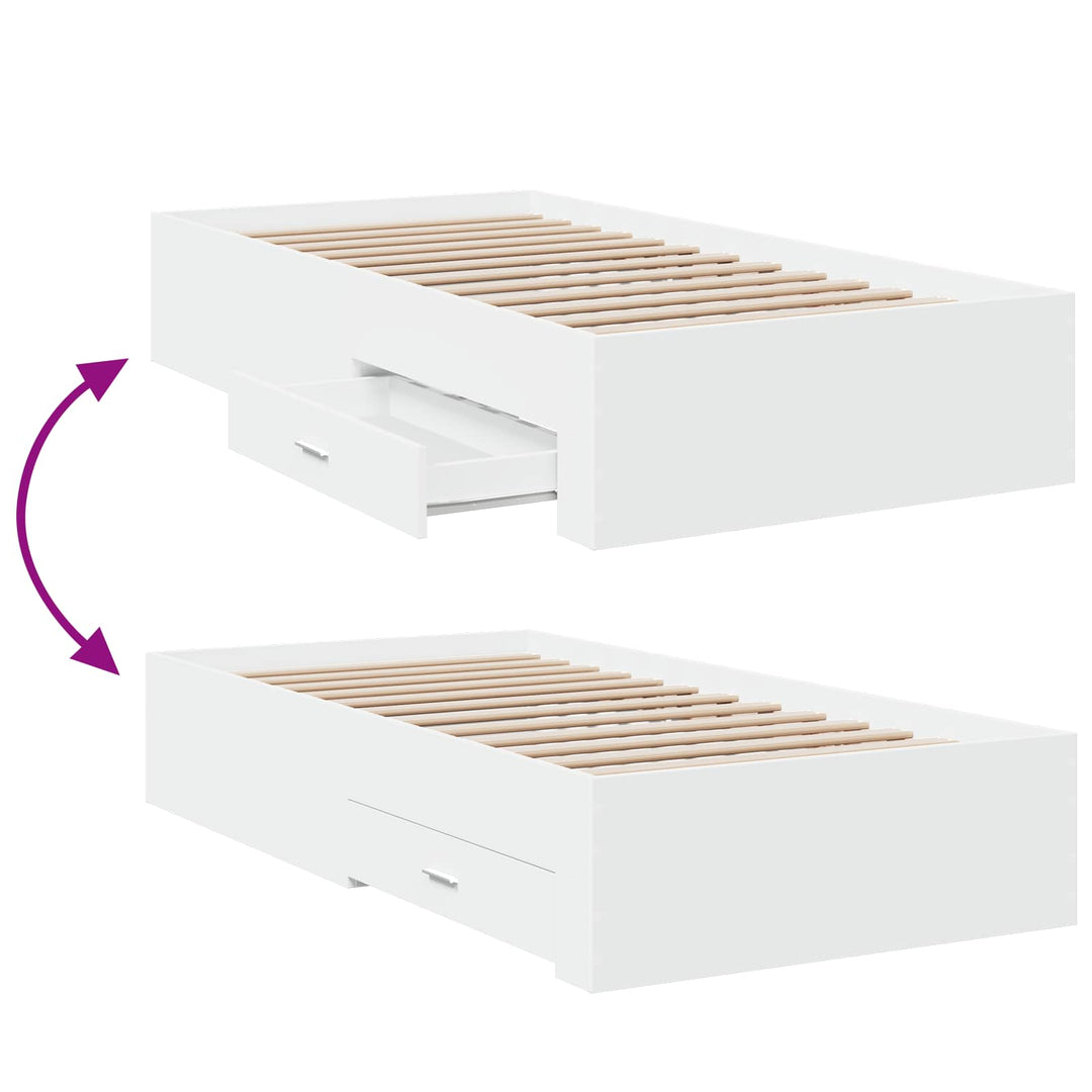 Sengestel med opbevaring Hvid 80 x 200 cm Konstrueret træ