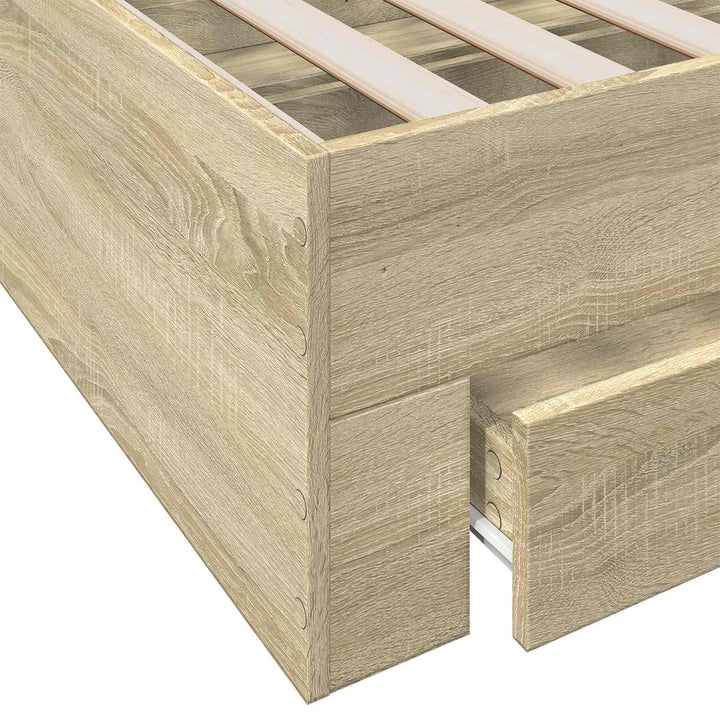 Sengestel med opbevaring Sonoma-eg 80 x 200 cm Konstrueret træ