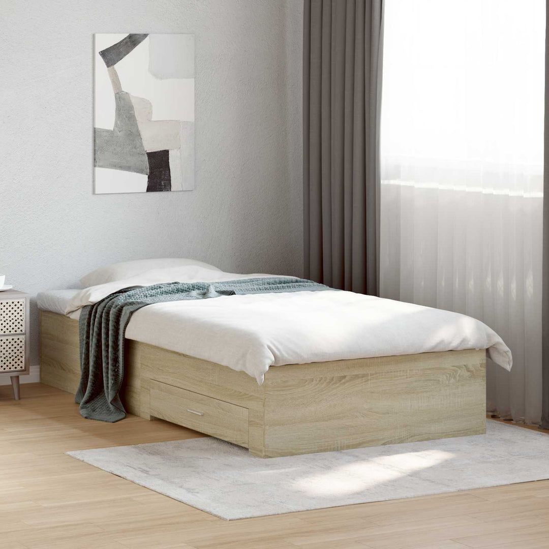 Sengestel med opbevaring Sonoma-eg 80 x 200 cm Konstrueret træ