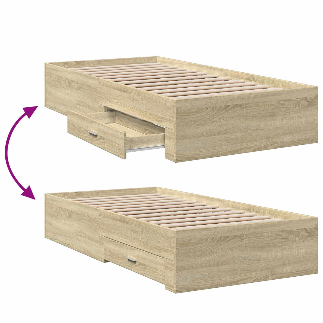 Sengestel med opbevaring Sonoma-eg 80 x 200 cm Konstrueret træ