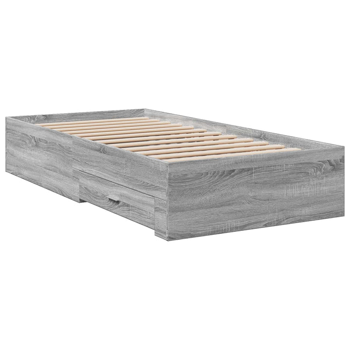 Sengestel med opbevaring Grå Sonoma 80 x 200 cm Konstrueret træ