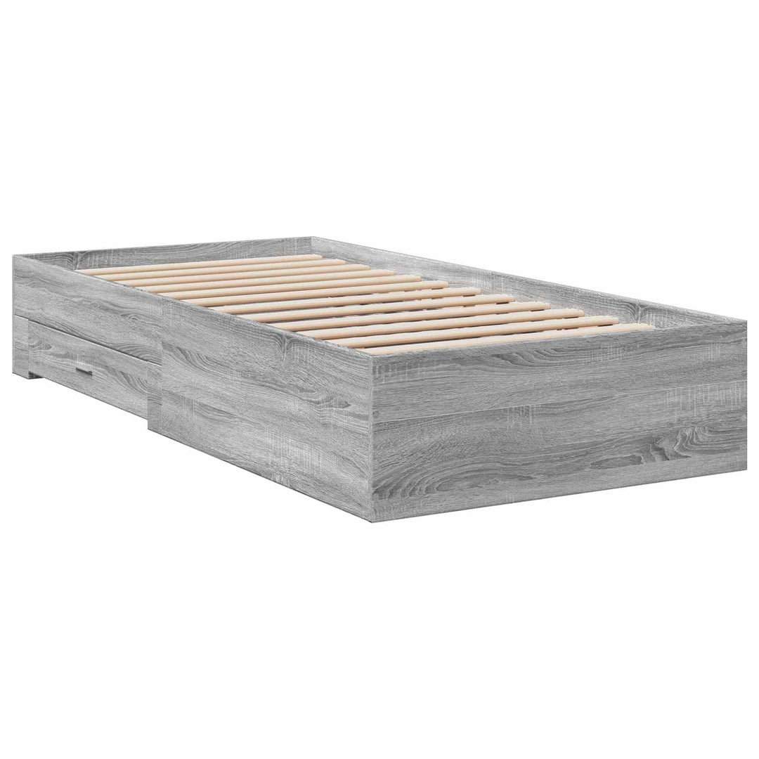 Sengestel med opbevaring Grå Sonoma 80 x 200 cm Konstrueret træ