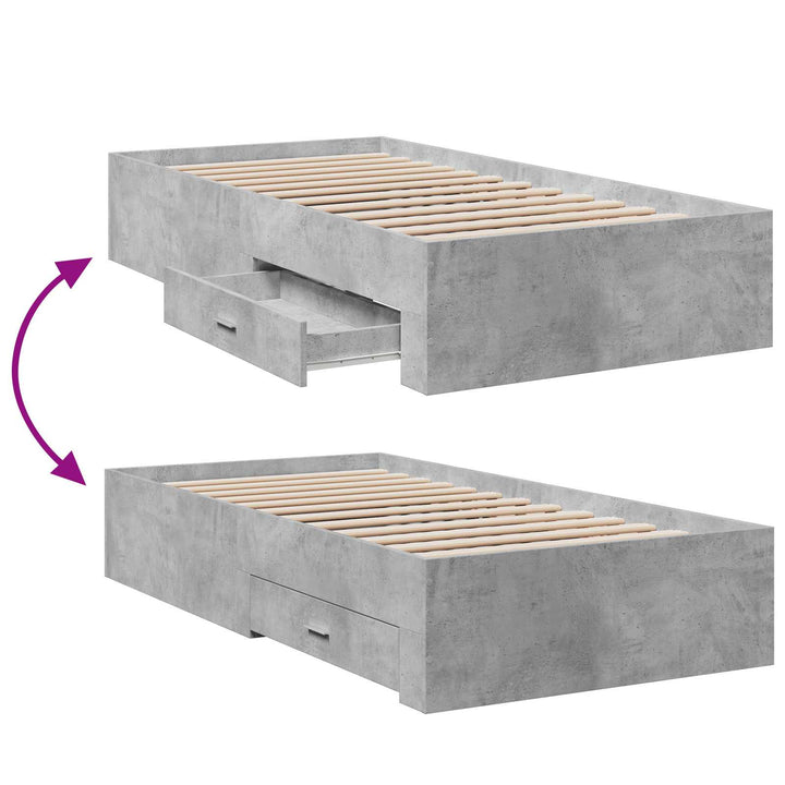 Sengestel med opbevaring Betongrå 80 x 200 cm Konstrueret træ
