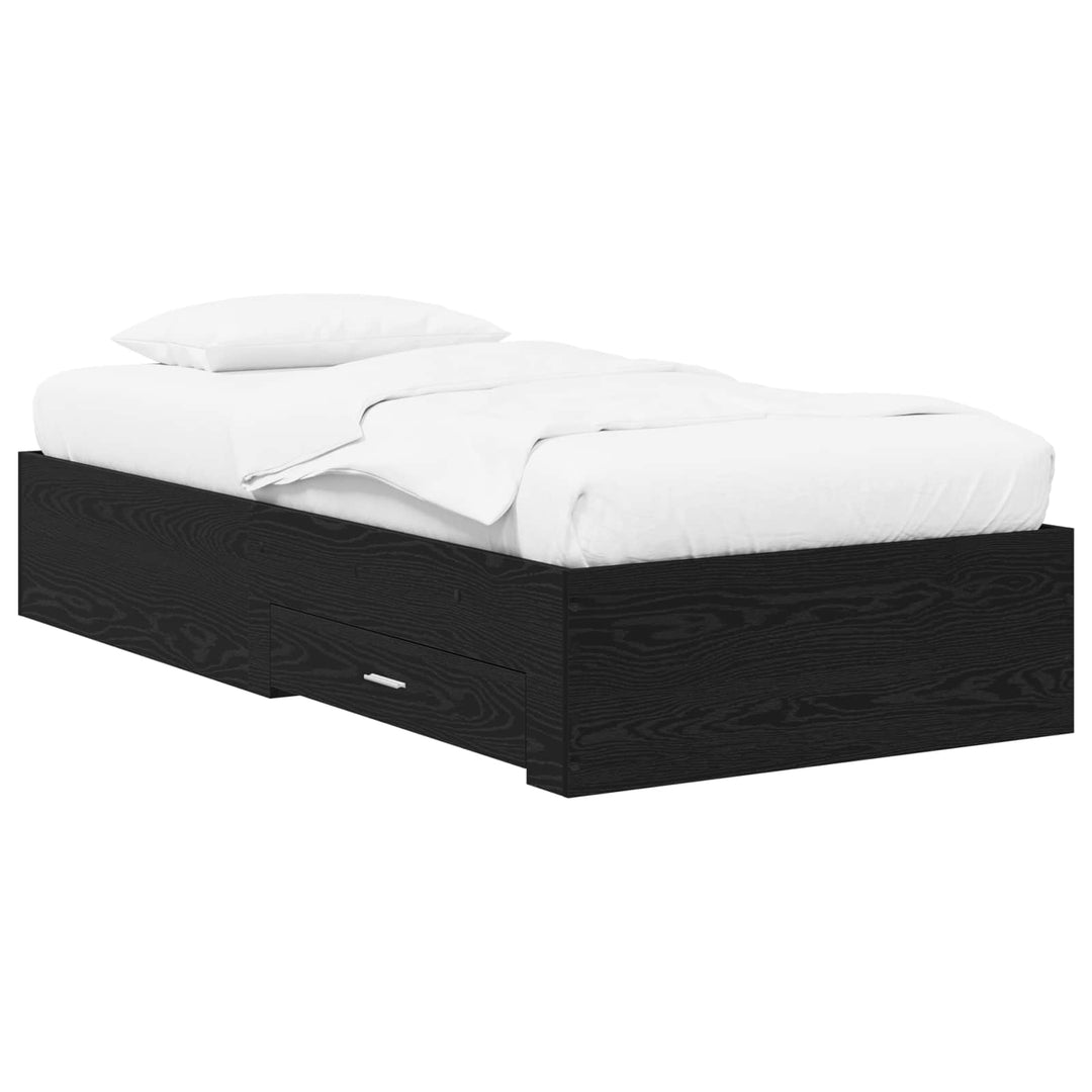 Sengestel med opbevaring Sort eg 80 x 200 cm Konstrueret træ