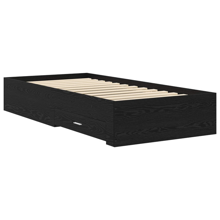 Sengestel med opbevaring Sort eg 80 x 200 cm Konstrueret træ