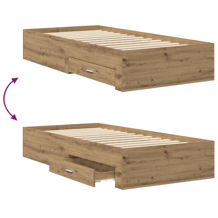 Sengestel med opbevaring Artisan-eg 80 x 200 cm Konstrueret træ