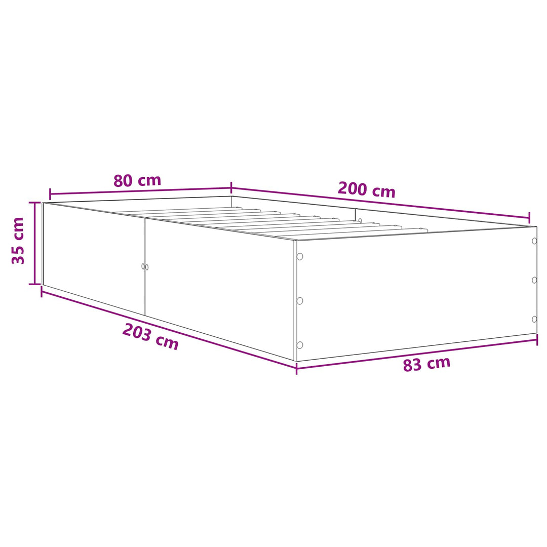 Gulvsengramme Betongrå 80 x 200 cm Konstrueret træ