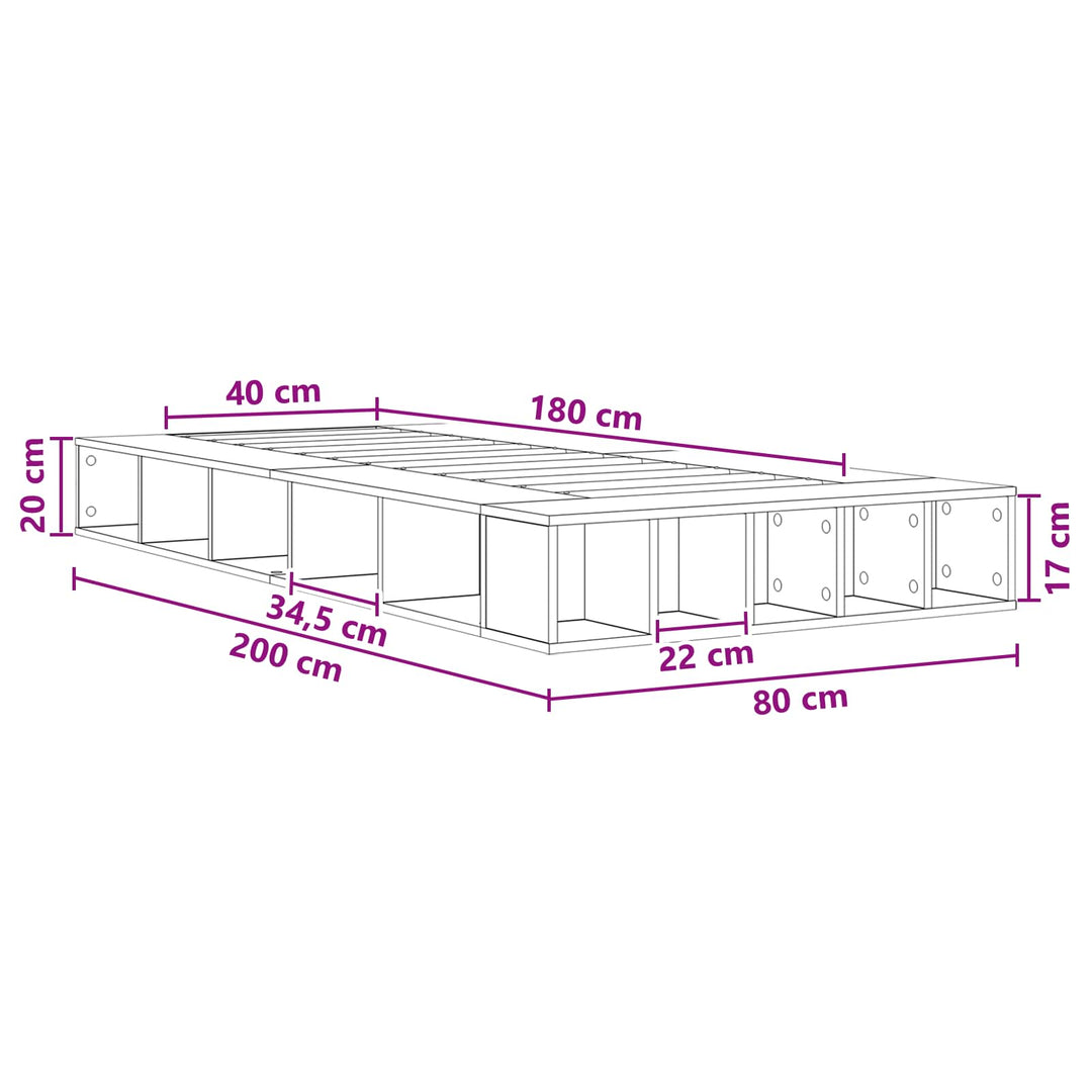 Sengestel med opbevaring Artisan-eg 80 x 200 cm Konstrueret træ