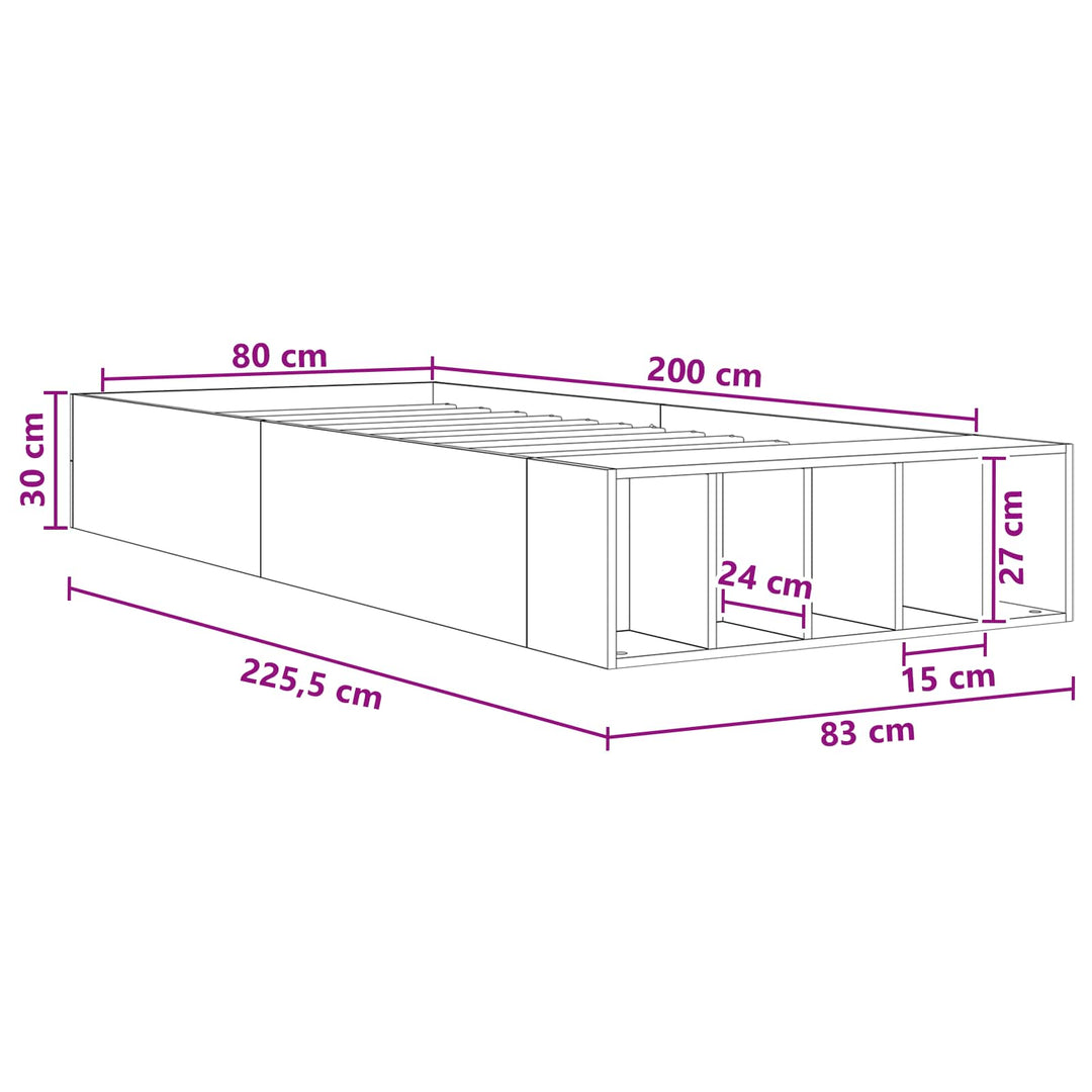 Sengestel med opbevaring Hvid 80 x 200 cm Konstrueret træ