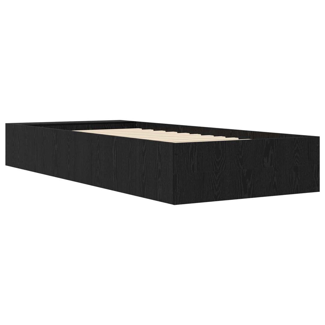 Sengestel med opbevaring Sort eg 80 x 200 cm Konstrueret træ