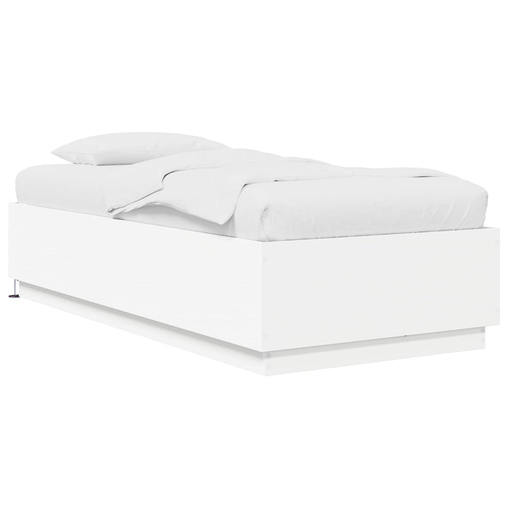 Senge ramme med LED Hvid 80 x 200 cm Konstrueret træ
