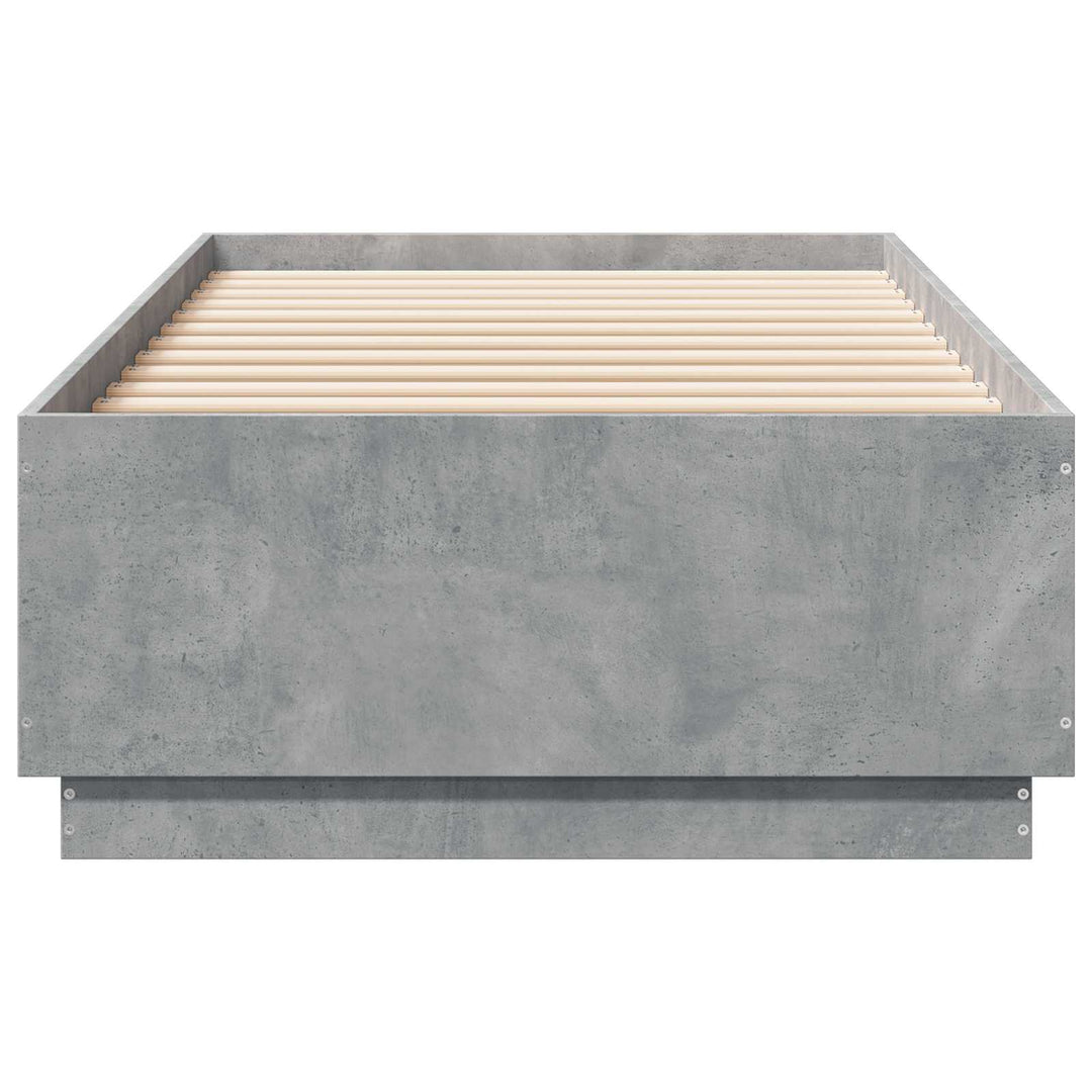 Senge ramme med LED Betongrå 80 x 200 cm Konstrueret træ