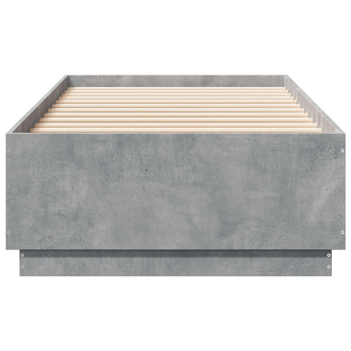 Senge ramme med LED Betongrå 80 x 200 cm Konstrueret træ