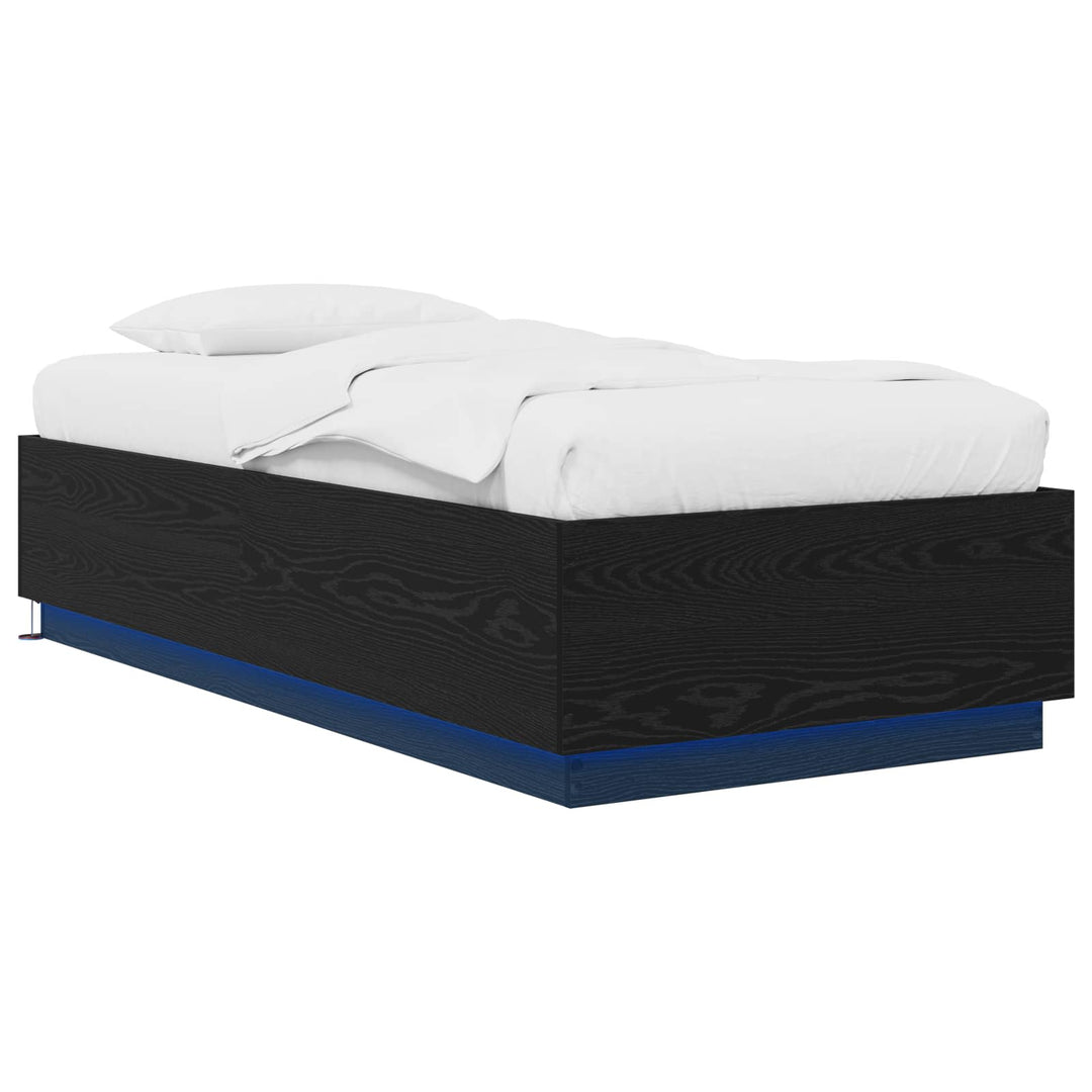 Senge ramme med LED Sort eg 80 x 200 cm Konstrueret træ