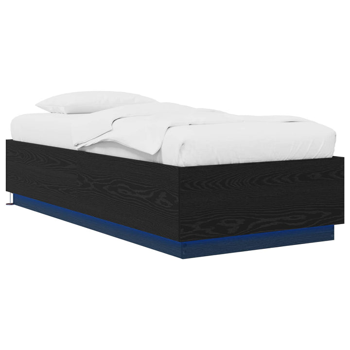 Senge ramme med LED Sort eg 80 x 200 cm Konstrueret træ