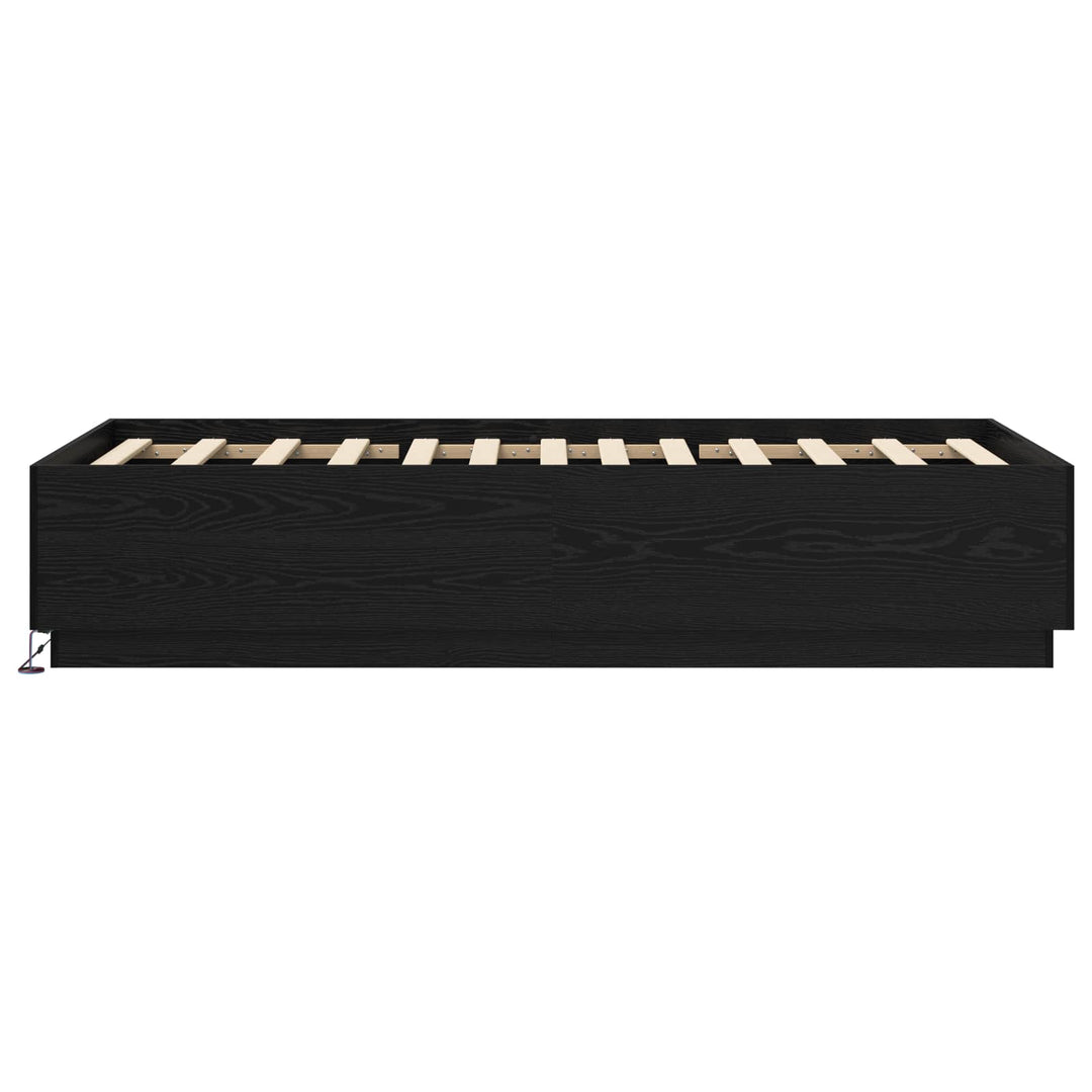 Senge ramme med LED Sort eg 80 x 200 cm Konstrueret træ