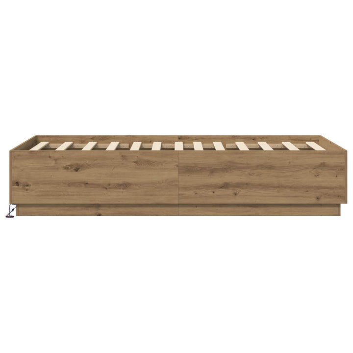 Senge ramme med LED Artisan-eg 80 x 200 cm Konstrueret træ