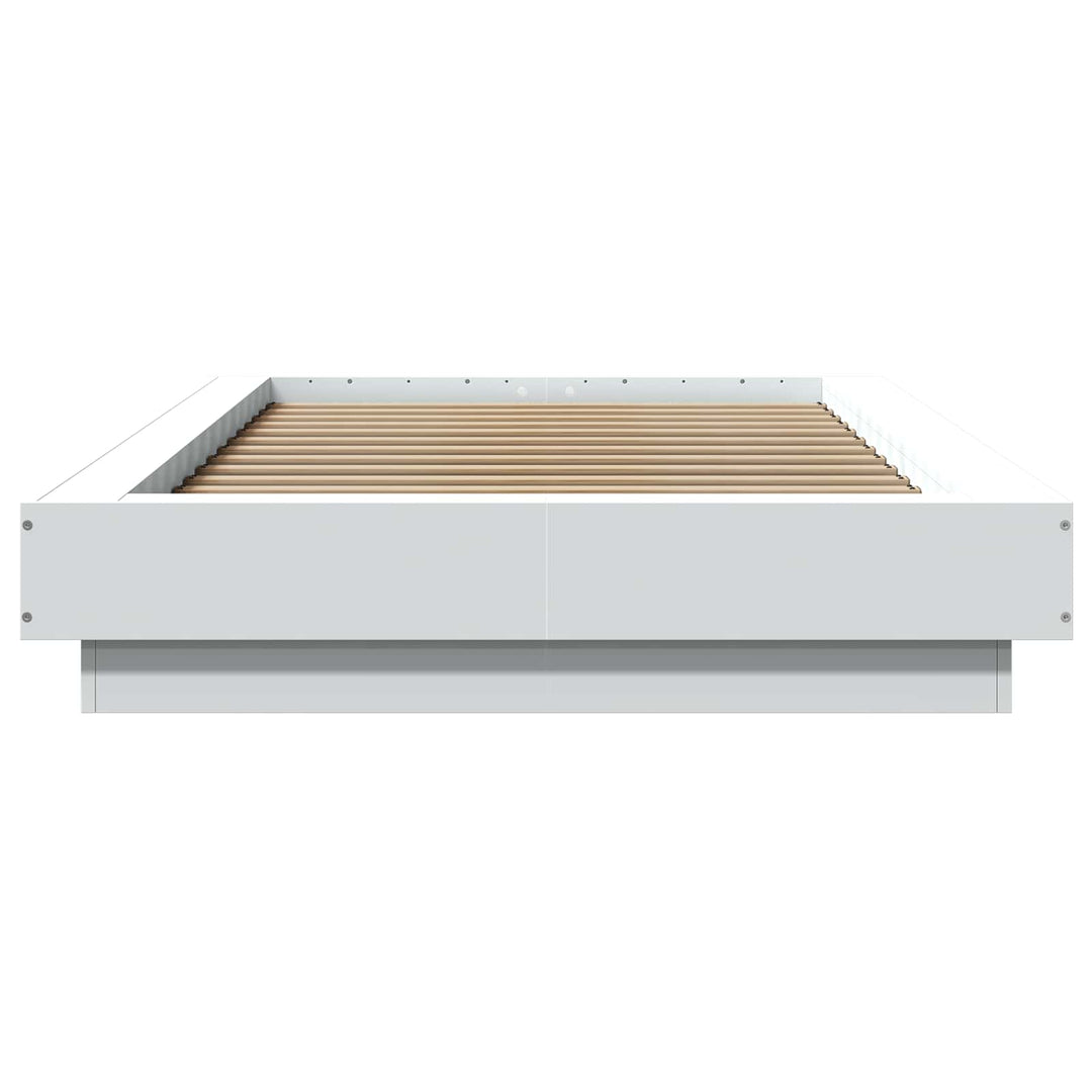 Senge ramme med LED Hvid 80 x 200 cm Konstrueret træ