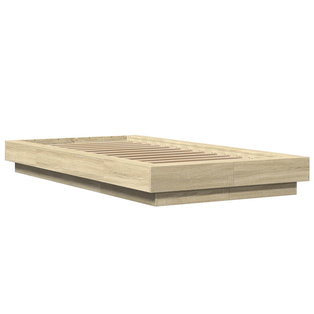 Senge ramme med LED Sonoma-eg 80 x 200 cm Konstrueret træ
