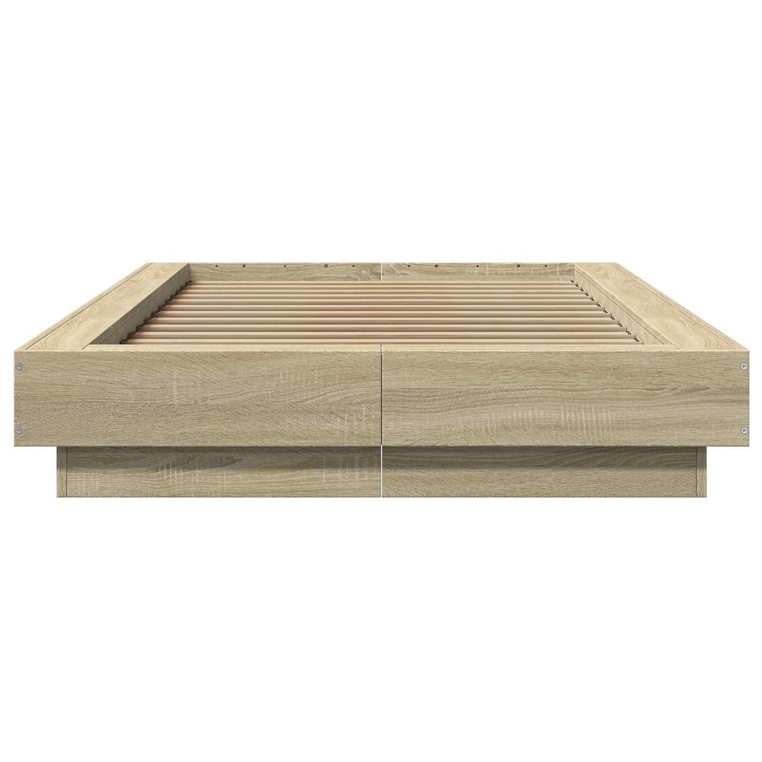Senge ramme med LED Sonoma-eg 80 x 200 cm Konstrueret træ