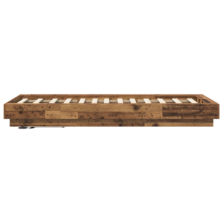 Senge ramme med LED Gammelt træ 80 x 200 cm Konstrueret træ